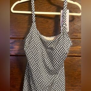 Anita Black and White Wrap Tank Swim Camisole, Size 10, NWT